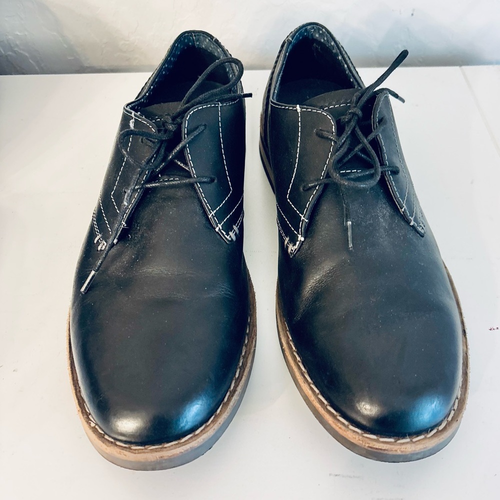 Original Penguin Waylon Black Leather Classic Oxford Shoes, Size 10 - Picture 2 of 8